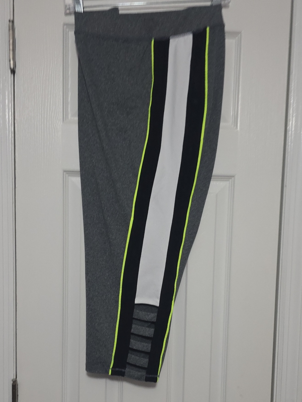 Catherines Gray Leggings with White, Black & Neon Trim